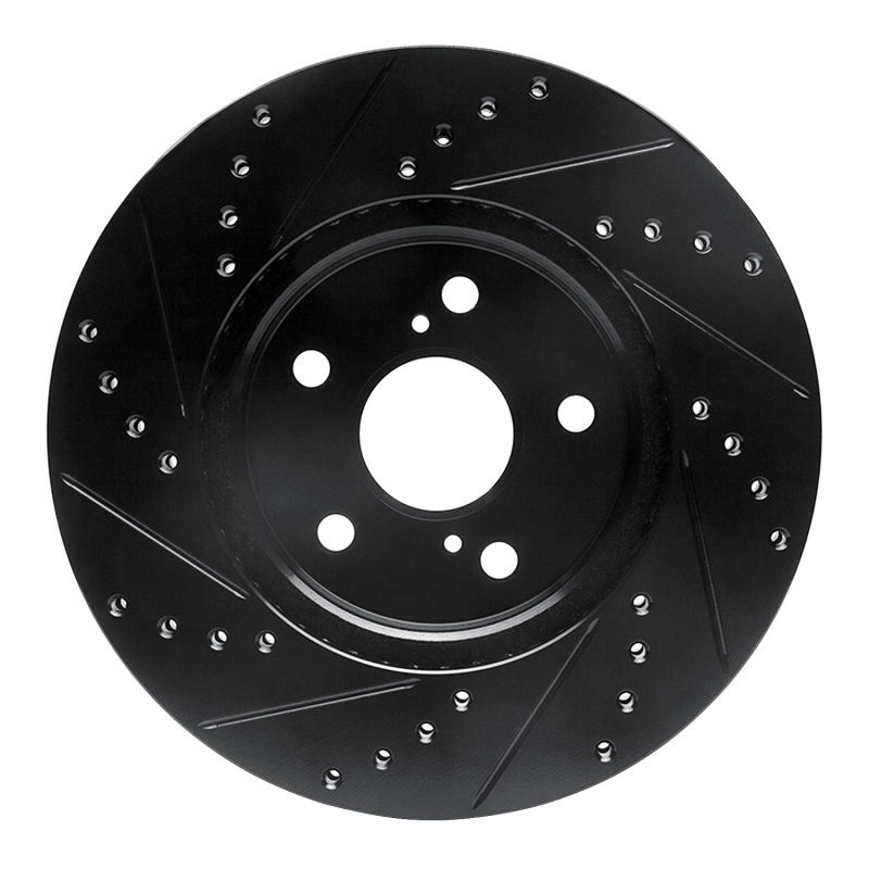 Lexus ES300 Brake Rotor (1) - Front Right - R1 Concepts - Drilled & Slotted - Black - `02-`15